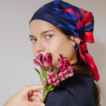 Flaming flowers natural silk scarf