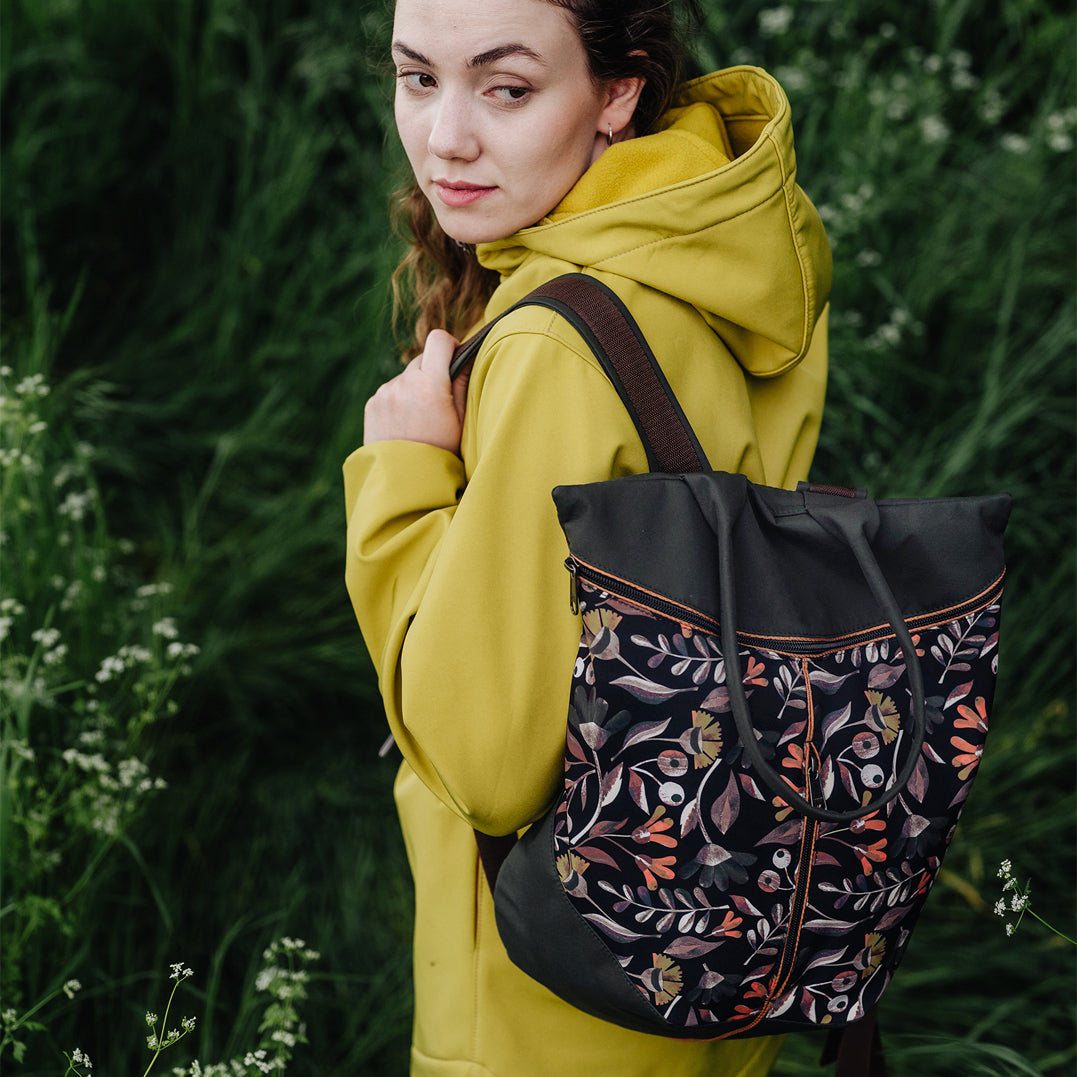 Dark botanical Beetle backpack 