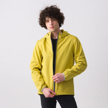 Lime green thick softshell coat for men